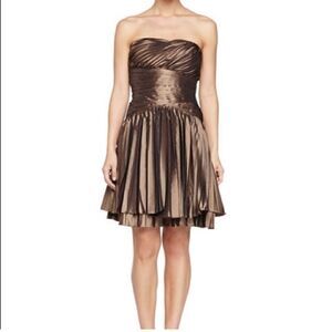 HALSTON HERITAGE Strapless Bronze  Cocktail Dress Dress SIZE 4